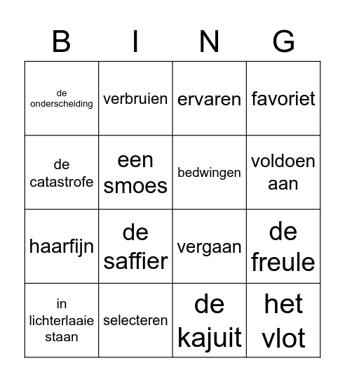 Woordenschat bingo Card