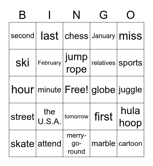 W06 Vocabulary Bingo Card