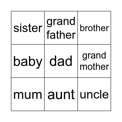 Family Bingo Card