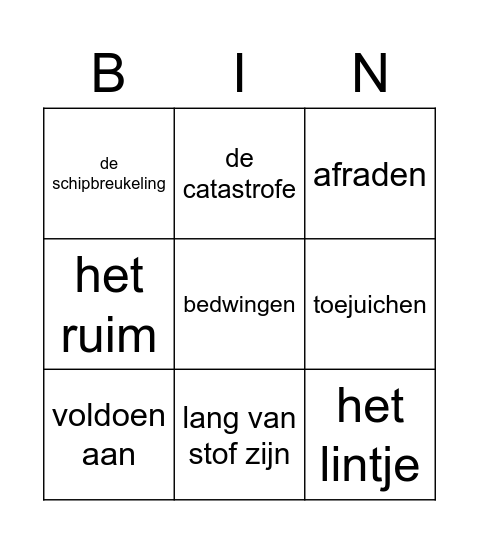 Bingo thema 7 Bingo Card