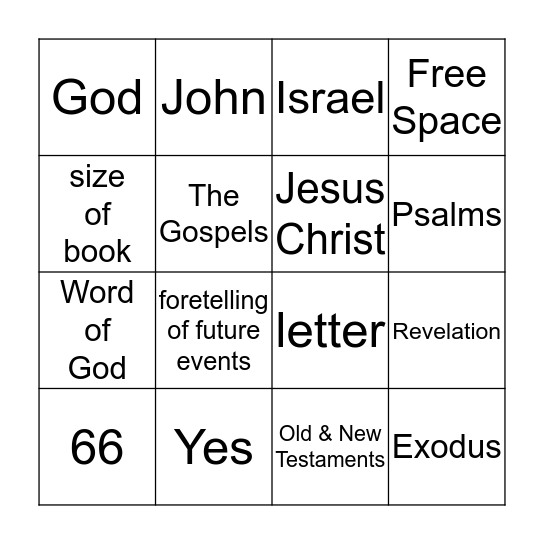 Bible Bingo Card