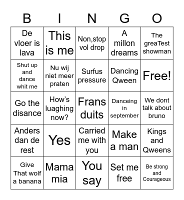 Muziekbingo😍😍😍 Bingo Card