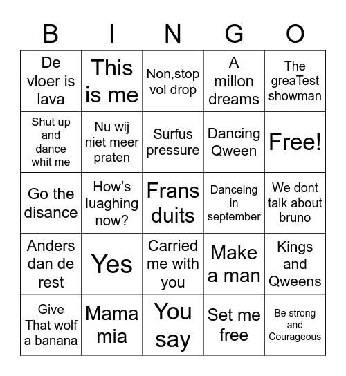 Muziekbingo😍😍😍 Bingo Card