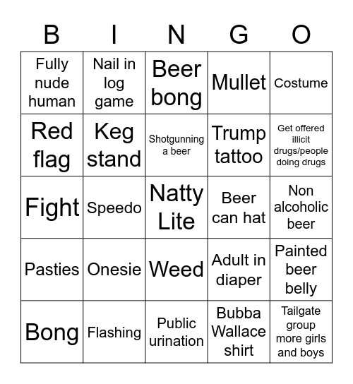 Indy 500 Bingo Card