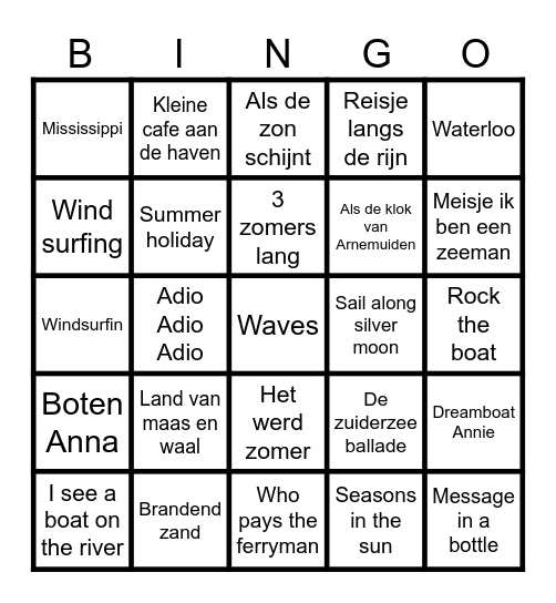 THEMA WATER Bingo Card
