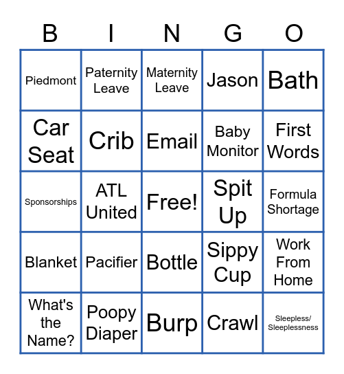 Jamie's Baby Boy Bingo Card