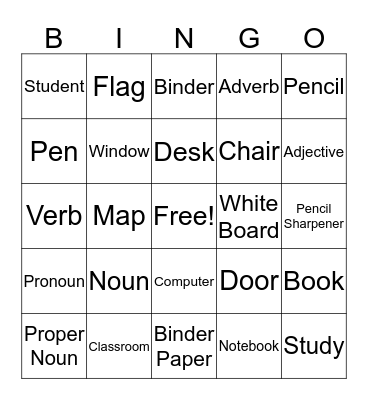 Bingo Week 1 Bingo Card