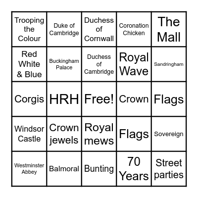 Jubilee Bingo Card