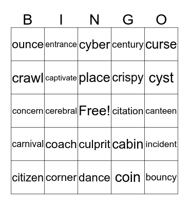 Hard C/ Soft C Bingo Card