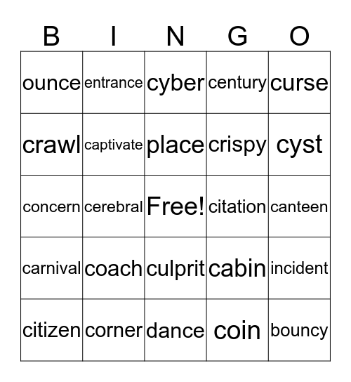 Hard C/ Soft C Bingo Card