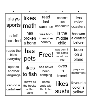 Find Someone Who... Bingo Card