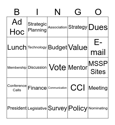 MSA Bingo Card