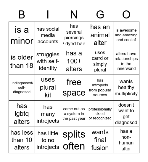cool system bingo :) Bingo Card