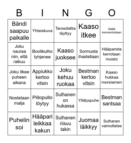 Hääbingo Card