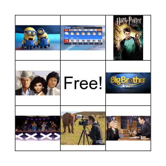 Films and TV programmes Bingo Card