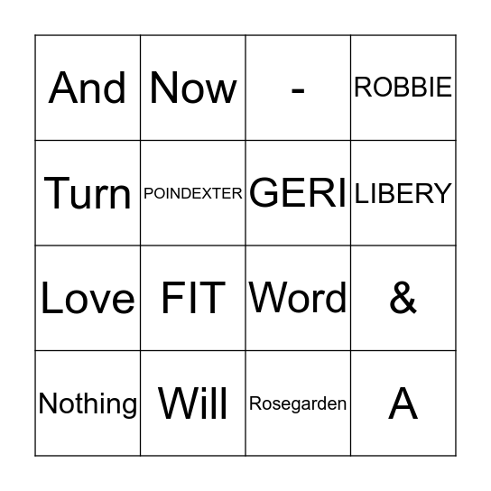 COVER SONGS Bingo Card