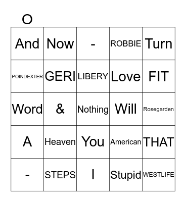 COVER SONGS Bingo Card