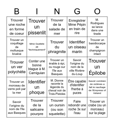 Rimouski 2021-2022 Bingo Card