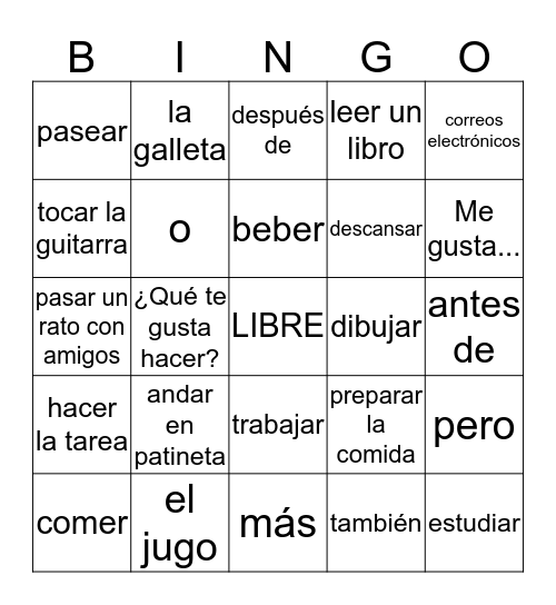 Unidad 1, Lección 1  Bingo Card