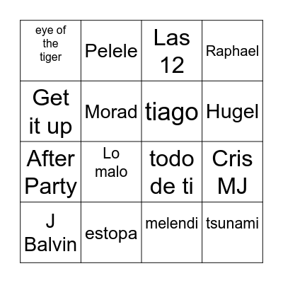 Bingo Musical Bingo Card