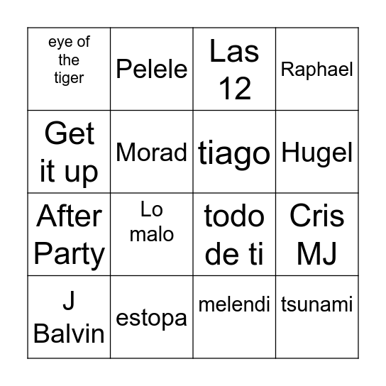Bingo Musical Bingo Card