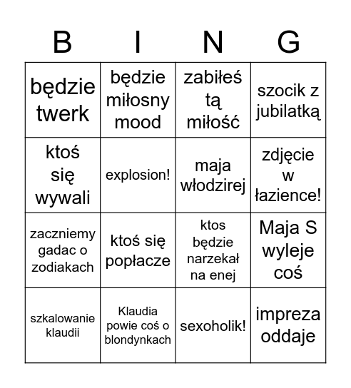 4 czerwiec Bingo Card
