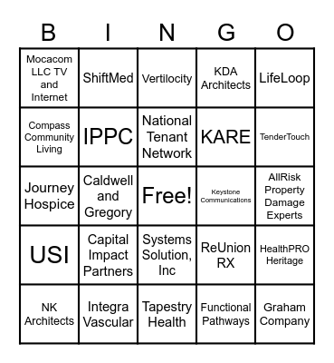 2022 LANJDE Annual Meeting Exhibitors Bingo Card