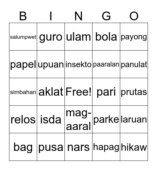 PANGNGALANG PAMBALANA Bingo Card