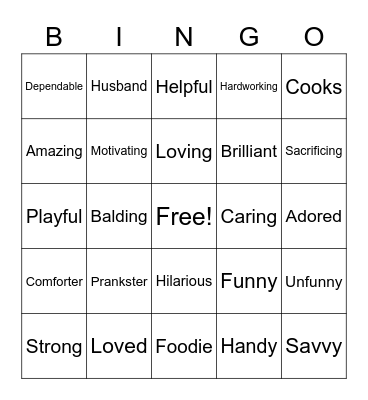 Father's Day Bingo Card
