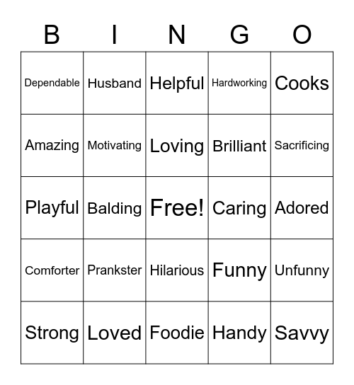 Father's Day Bingo Card