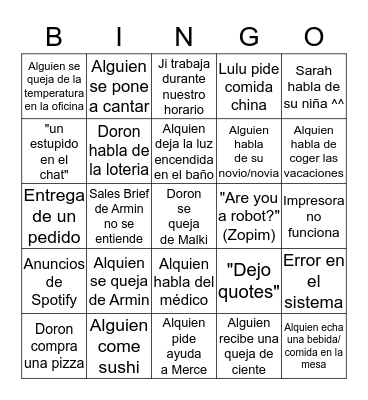 Bingo de la oficina Bingo Card
