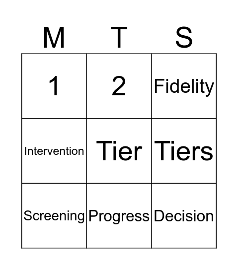 MTSS Bingo Card