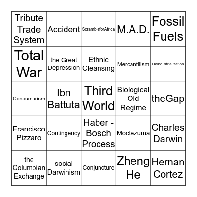 Origins of the Modern World Bingo Card