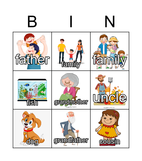 Family Bingo Game Bingo Card