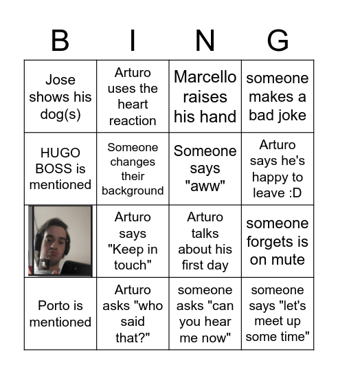 ARTURO'S FAREWELL PARTY Bingo Card