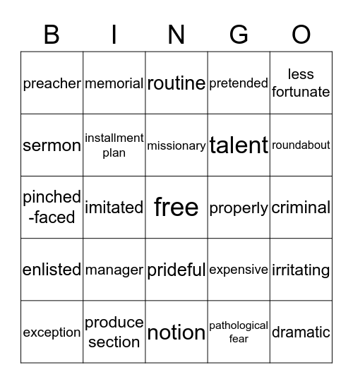 Untitled Bingo Card