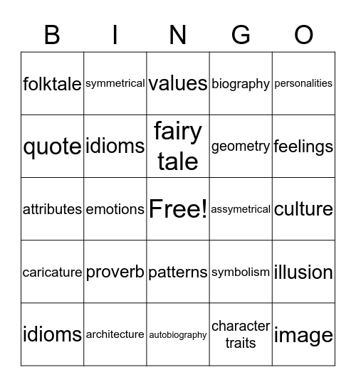 FACES Bingo Card