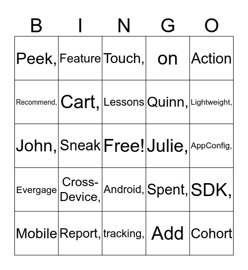 Evergage Buzzword Bingo Card