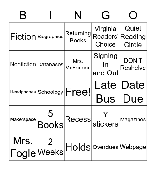 It's in the Library! Bingo Card