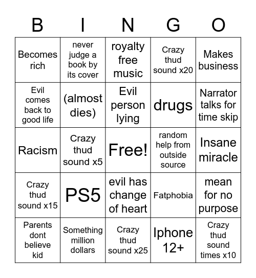 Generation Hope Bingo Card