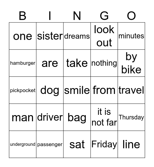 Engels Bingo Card