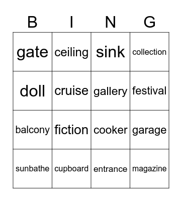 VOCABULARY Bingo Card