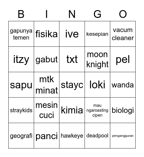 luka-chan( ´•̥-•̥` )🤍 Bingo Card