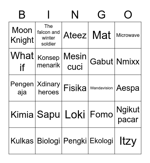 JAEMIN GANS Bingo Card