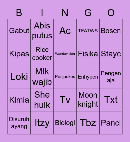 Song. Bingo Card