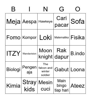Soohyuk Bingo Card