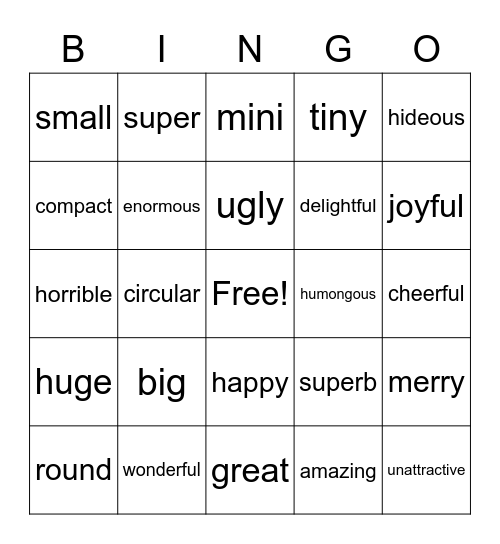 synonyms-bingo-card