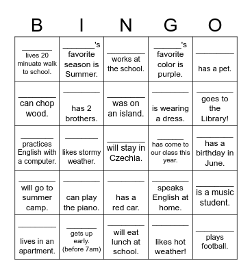 Find Someone who... Bingo Card