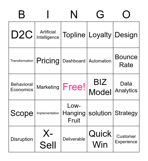 Elevate Buzzword Bingo Card