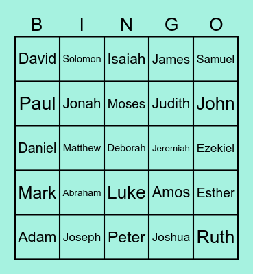 Bible characters Bingo Card